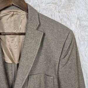J Lindeberg Mens 42L Slim Fit Taupe Wool Blend Blazer Patch Pocket Unstructured